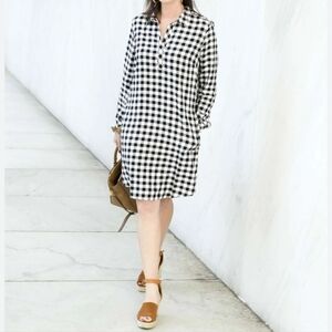 J. Jill Black and White Checkered Plaid Shirt Dress S